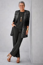 Vera | Black & Silver Paisley Three-Piece Set