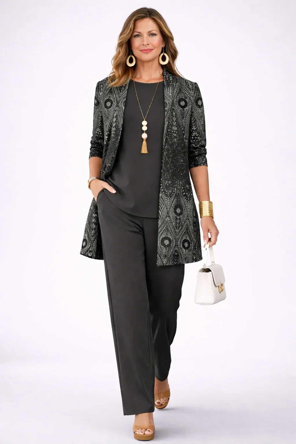 Vera | Black & Silver Paisley Three-Piece Set
