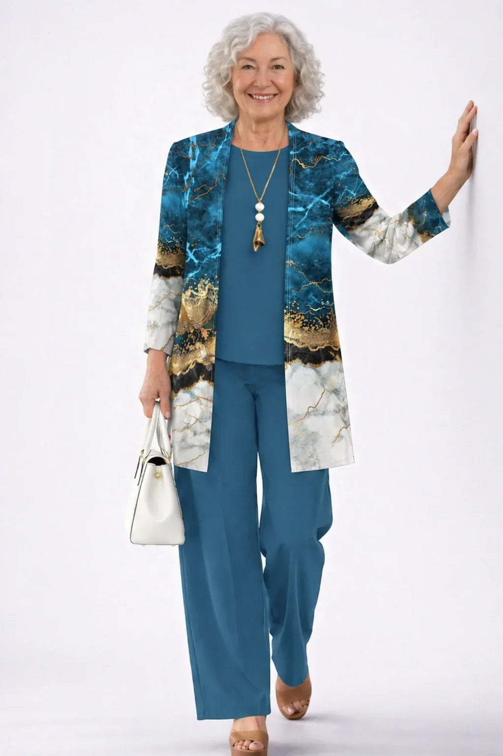 Juno | Teal & Gold Marble Three-Piece Set