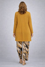 Honora | Mustard Three-Piece Set with Printed Trousers