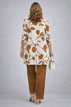 Henrietta | Caramel Leaf-Print Three-Piece Set