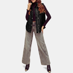 Women's Quilted Puffer Vest Sleeveless Zip and Snap Button Hooded Coat