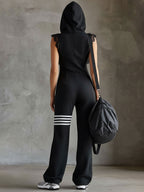 Daniela | Retro sporty jumpsuit with hood and stripes