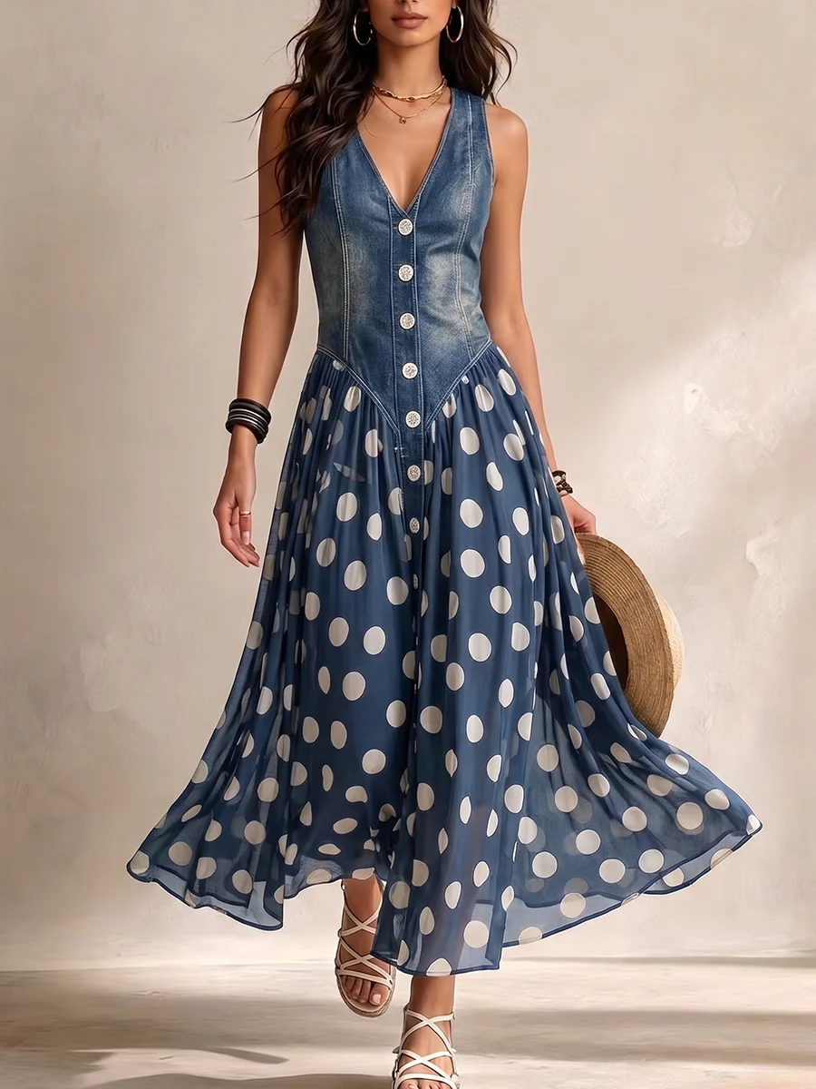 Jasmin - Dress With Polka Dot Chiffon Skirt