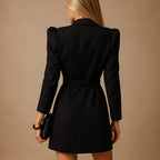 Blazer Dress Women - Double-Breasted Blazer Dress with Structured Shoulders