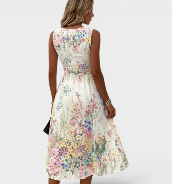 Kim - Sleeveless Floral Midi Dress