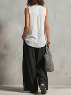 Monique | Three-Piece Set: Chiffon Layered Cardigan & High-Waist Wide-Leg Pants
