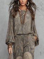 Camila | Lantern-Sleeve Top & Wide-Leg Trousers Set
