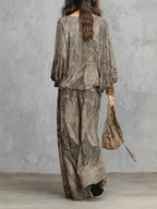 Camila | Lantern-Sleeve Top & Wide-Leg Trousers Set