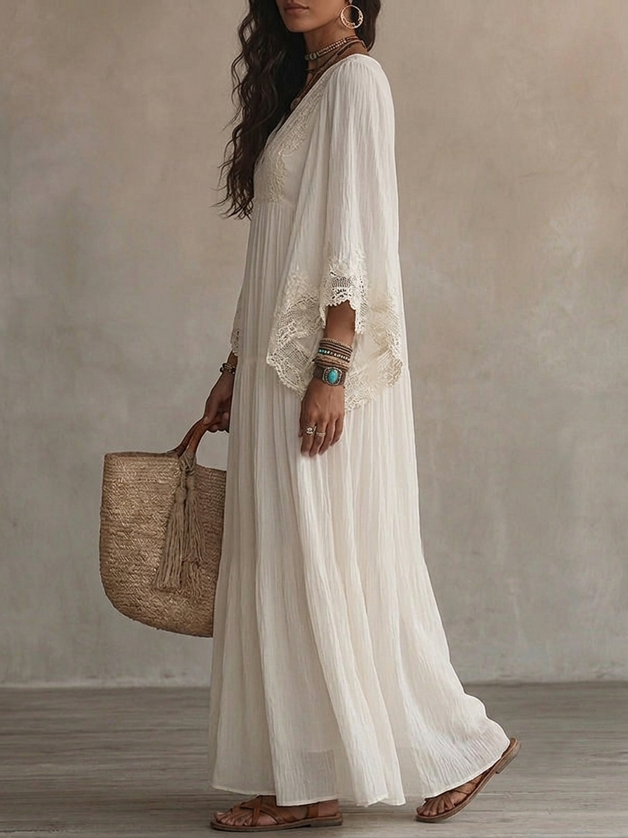 Adelaida | Long ivory chiffon dress