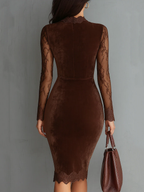 Aurélia™ | Velvet Mini Dress with Lace Sleeves