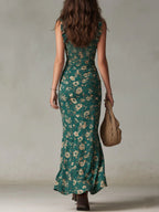 Zara | Retro boho maxi dress with flowing sleeves and side slit